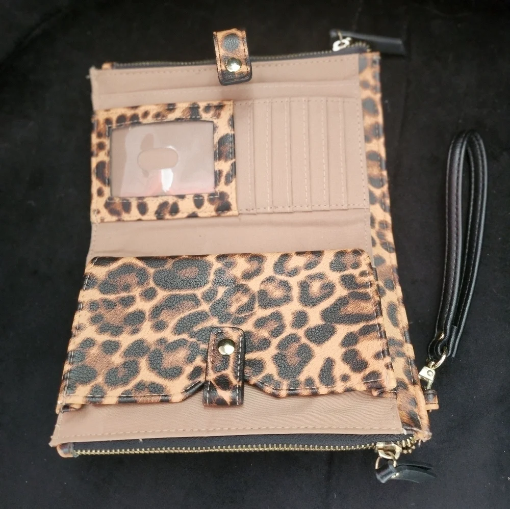 Enzo Angiolini Brown and Black Leopard Print Wallet